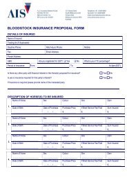 Bloodstock Proposal Form - AIS Insurance Brokers