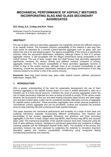 Mechanical Performance of Asphalt Mixtures Incorporating Slag and ...