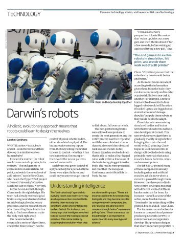 Darwin's robots - Computer Science - University of Vermont