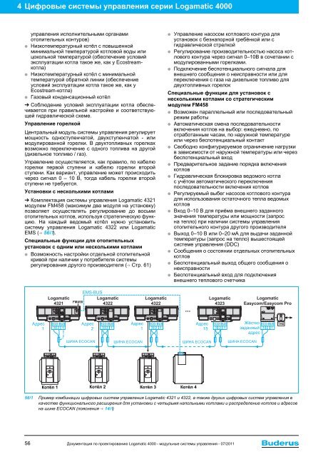 ÐÐ¾Ð´ÑÐ»ÑÐ½ÑÐµ ÑÐ¸ÑÑÐµÐ¼Ñ ÑÐ¿ÑÐ°Ð²Ð»ÐµÐ½Ð¸Ñ Logamatic 4000 - Buderus