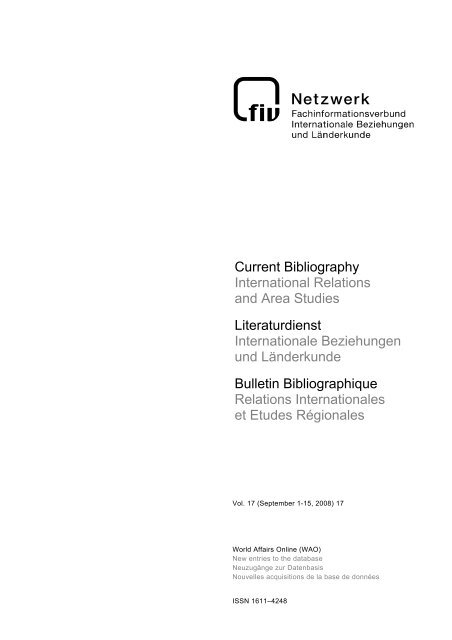 17/2008, 1-15 September - Fachinformationsverbund &quot;Internationale ...