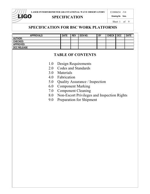 Specification for BSC Work Platforms PDF - DCC
