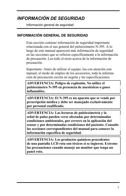 MANUAL DEL USUARIO PulsioxÃƒÂ­metro N-395