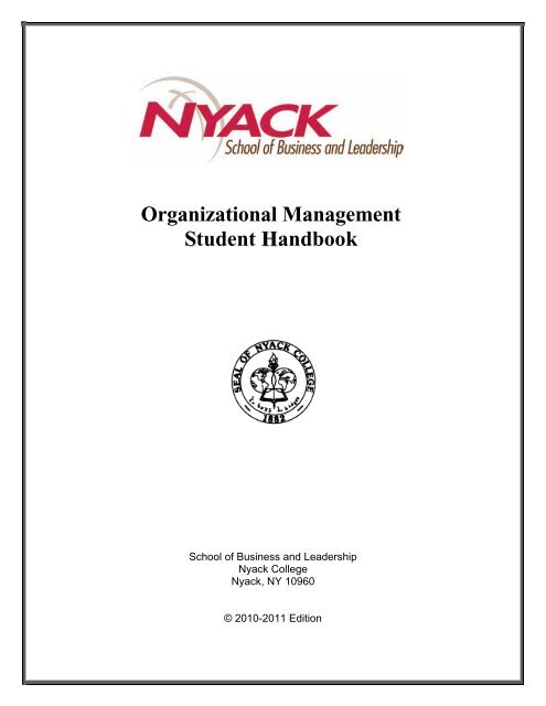 Organizational Management SStudent HHandbook - Nyack College