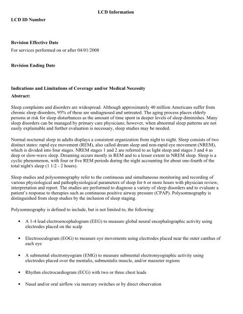 LCD for Polysomnography and Sleep Studies (L26428) - American ...