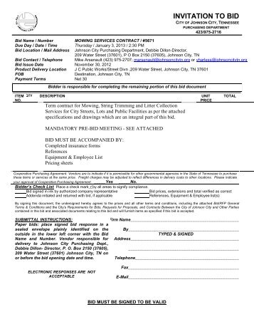 ITB 5671 ANNUAL MOWING SERVICES CONTRACT ... - Johnson City