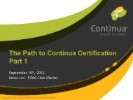 Path to Certification slides - Continua Health Alliance