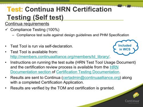 Path to Certification slides - Continua Health Alliance