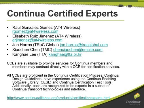 Path to Certification slides - Continua Health Alliance