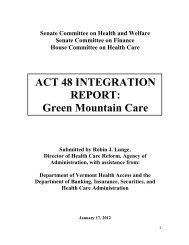 Act 48 Integration Report: Green Mountain Care - Vermont Health ...