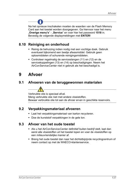 Bedieningshandleiding in Nederlands - WAECO - AirCon Service