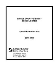 SCDSB Special Education Plan - Simcoe County District School Board