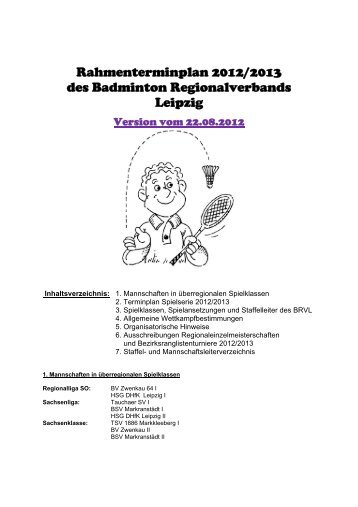 Rahmenterminplan RVL 2012/2013 - Badminton Markkleeberg