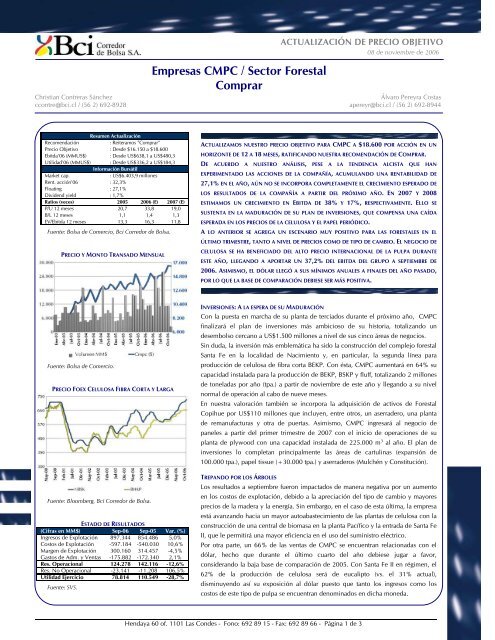 Empresas CMPC / Sector Forestal Comprar - Bci