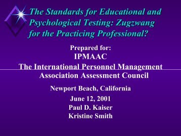 The Standards for Educational and Psychological Testing ... - IPAC