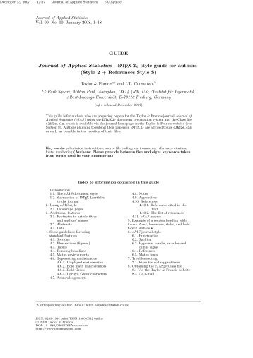 GUIDE Journal of Applied StatisticsÃ¢Â€Â”LATEX 2ÃŽÂµ ... - People.stat.sfu.ca