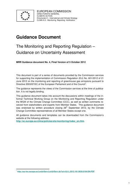 Guidance on Uncertainty Assessment - European Commission ...