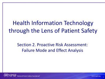 Health Information Technology through the Lens of Patient Safety
