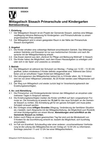 Mittagstisch Sissach Primarschule und Kindergarten - Gemeinde ...