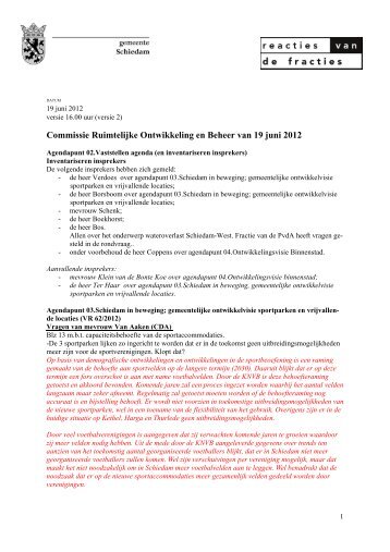 De reacties van de fracties - Gemeente Schiedam