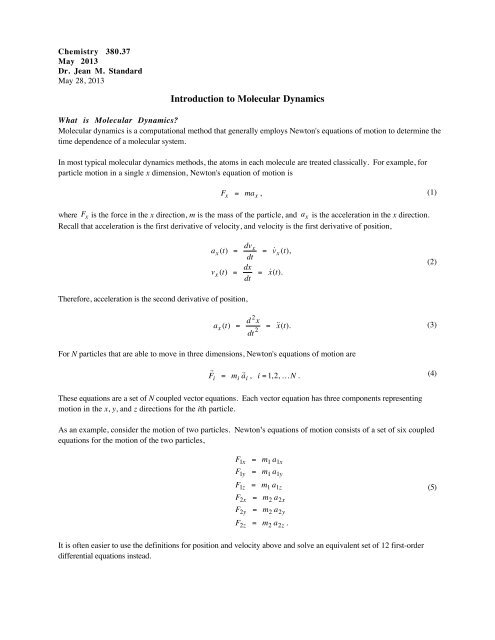 Introduction to Molecular Dynamics