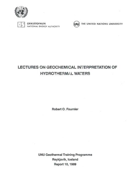 LECTURES ON GEOCHEMICAL !N1 ERPRETATION OF ...