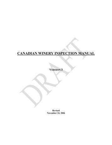canadian winery inspection manual - Agriculture et Agroalimentaire ...