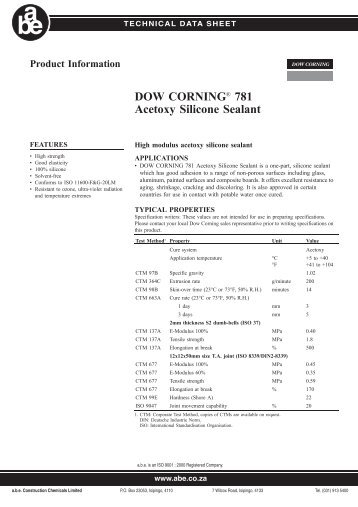 DOW CORNINGÂ® 781 Acetoxy Silicone Sealant - Bardawil Co