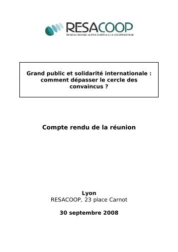 Compte rendu de la rÃ©union - Resacoop