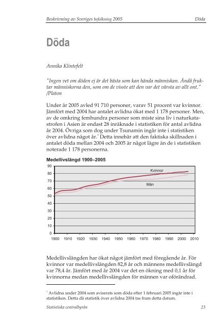 Beskrivning av Sveriges befolkning 2005 - Statistiska centralbyrÃ¥n