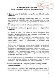 L'Adiconsum e l'energia - Note e consigli utili per il consumatore