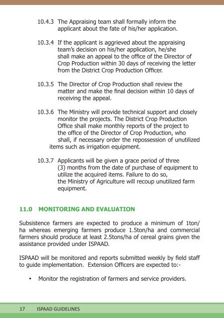 guidelines were reviewed - Ministry of Agriculture