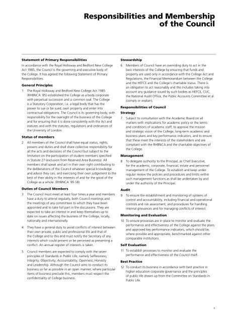 Financial Statements 2011 - Royal Holloway, University of London