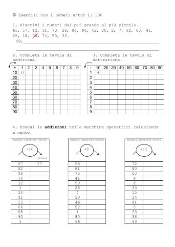 Esercizi con i numeri entro il 100 1. Riscrivi i ... - La Teca Didattica