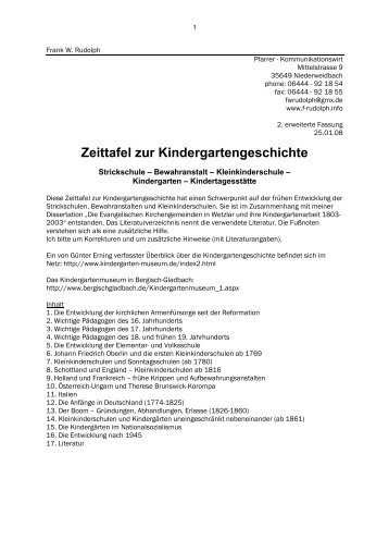 Zeittafel zur Kindergartengeschichte - F-rudolph