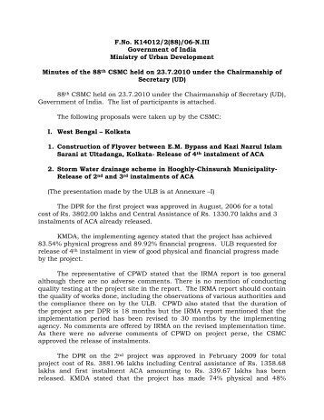 F.No. K14012/2(88)/06-N.III Government of India Ministry ... - JnNURM