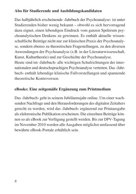 Sonderprospekt Psychoanalyse - Frommann-Holzboog