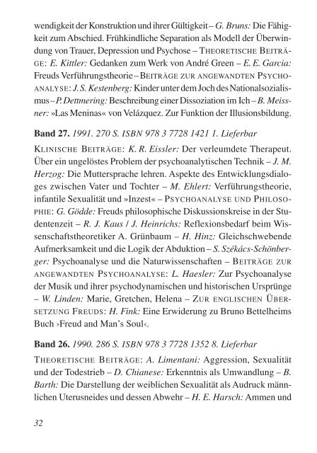 Sonderprospekt Psychoanalyse - Frommann-Holzboog