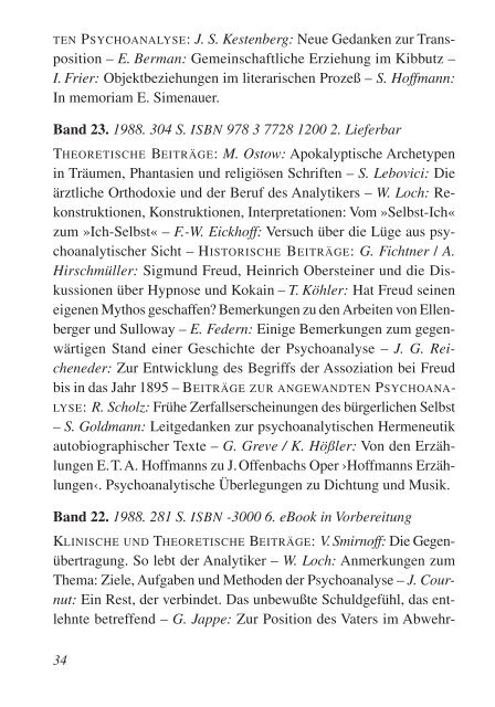 Sonderprospekt Psychoanalyse - Frommann-Holzboog