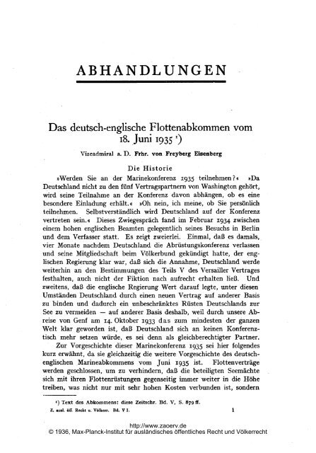 Das deutsch-englische Flottenabkommen vom - Zeitschrift fÃ¼r ...
