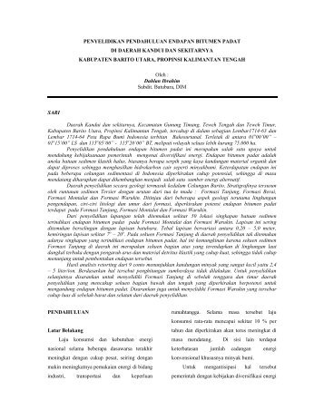 Penyelidikan Pendahuluan Endapan Bitumen Padat, Di Daerah ...