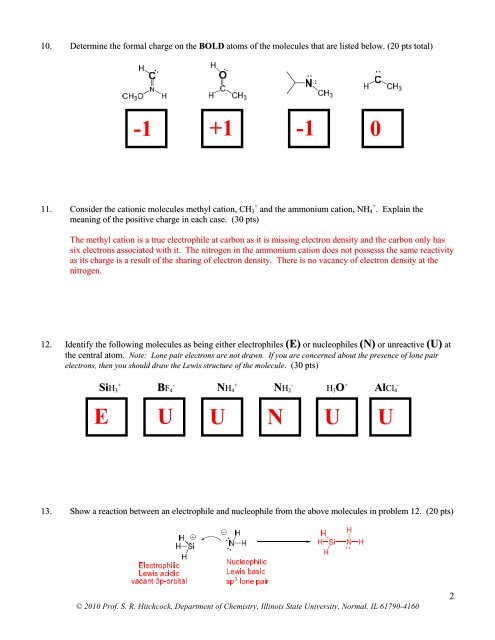 CHE 230 Exam 1 _Fall 2010 - Department of Chemistry - Illinois ...