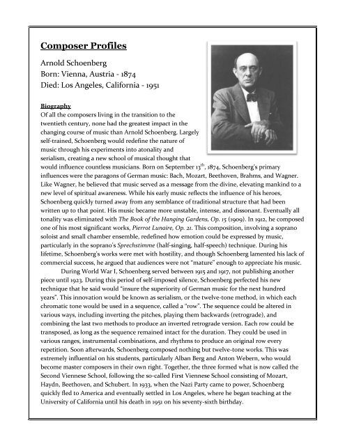 Arnold schoenberg deals