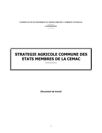 strategie agricole commune des etats membres de la cemac
