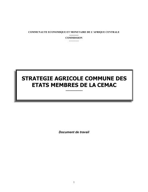 strategie agricole commune des etats membres de la cemac