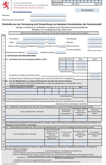 Vordruck 210 Administration Des Contributions Directes