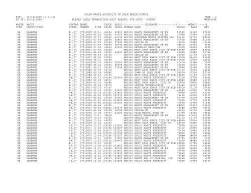 10/14/2010 17:01:34 page 1 as of - Solid Waste Authority