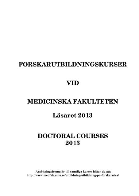 Fo U kurskatalog 1995--1996 - Medicinsk fakultet - UmeÃ¥ universitet