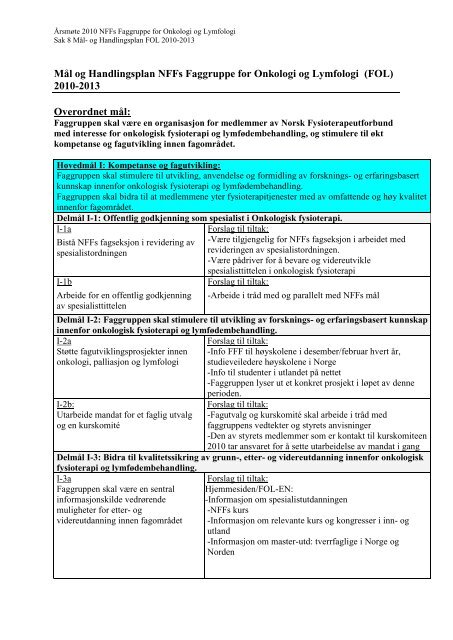 Vedlegg 6 MÃ¥l og Handlingsplan FOL 2010-2013.pdf - Norsk ...