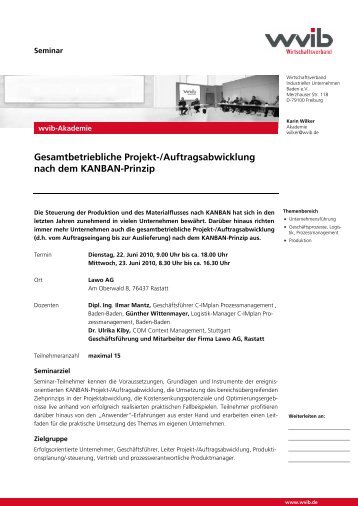 Gesamtbetriebliche Projekt-/Auftragsabwicklung nach ... - C-implan